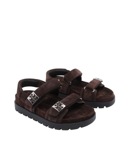 Tory Burch Black Mellow Sport Logo Flat Sandals