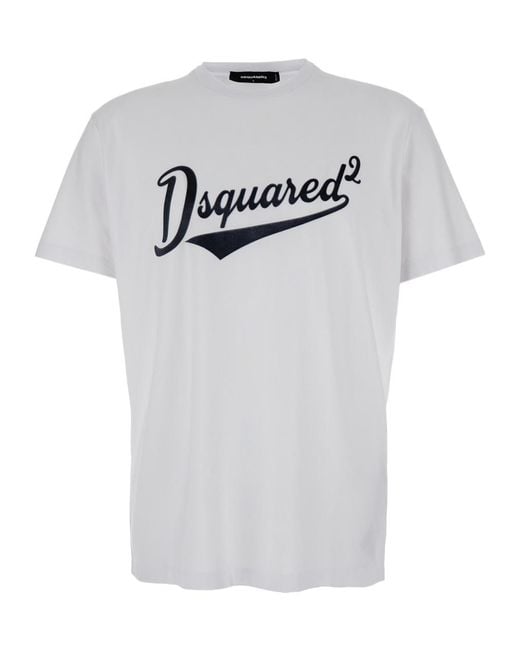 DSquared² Gray Cool Fit Velvet Logo T-Shirt for men