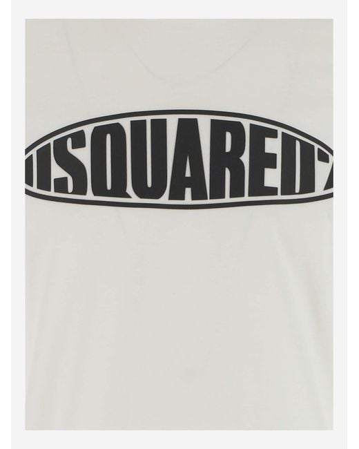 DSquared² White Logo-Printed Crewneck T-Shirt for men