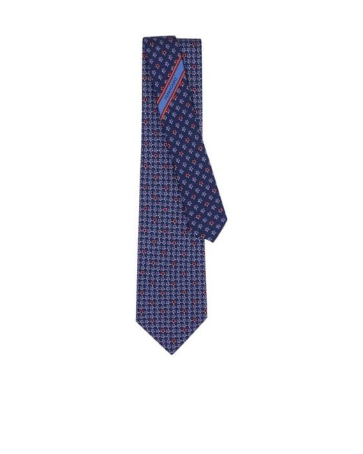 Ferragamo Blue Turtles Print Silk Tie for men