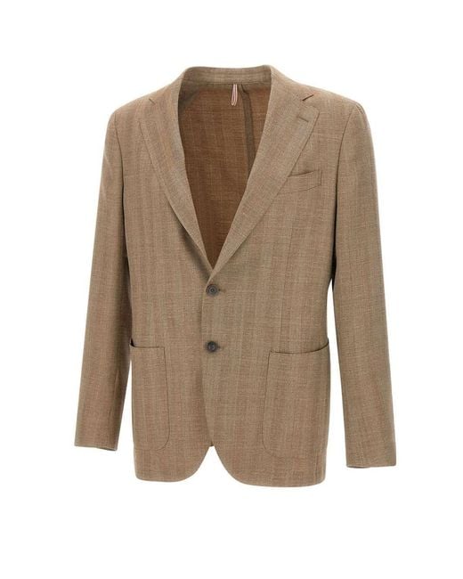 Biagio Santaniello Brown Single-Breasted Suit Jacket for men