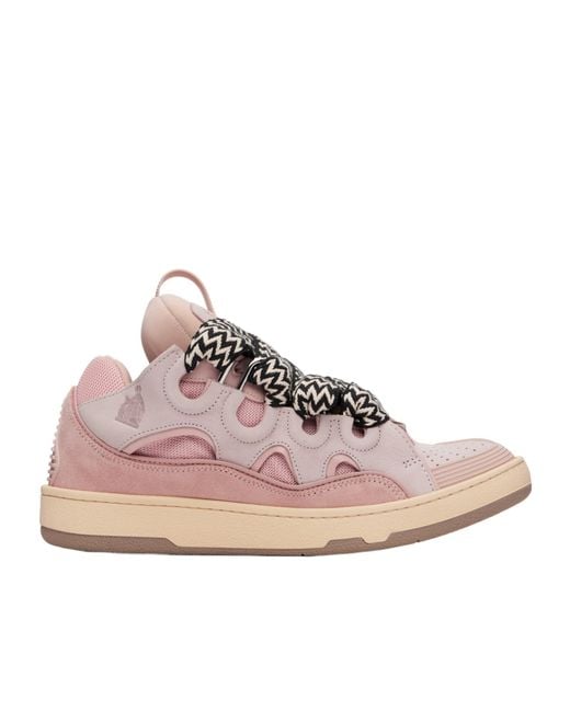 Lanvin Pink Zigzag-Laces Round Toe Sneakers for men