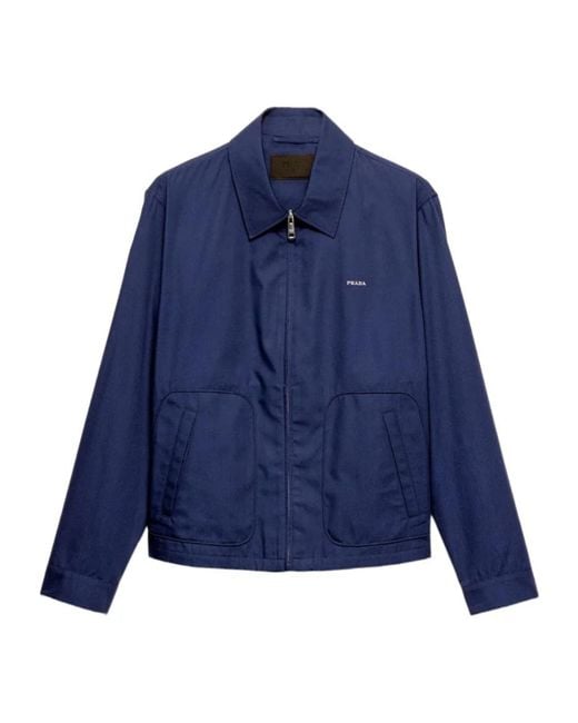 Prada Blue Zip-Front Pocket Jacket for men