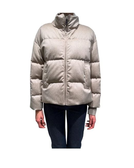 Max Mara Gray Long-Sleeved Cotton-Padded Jacket