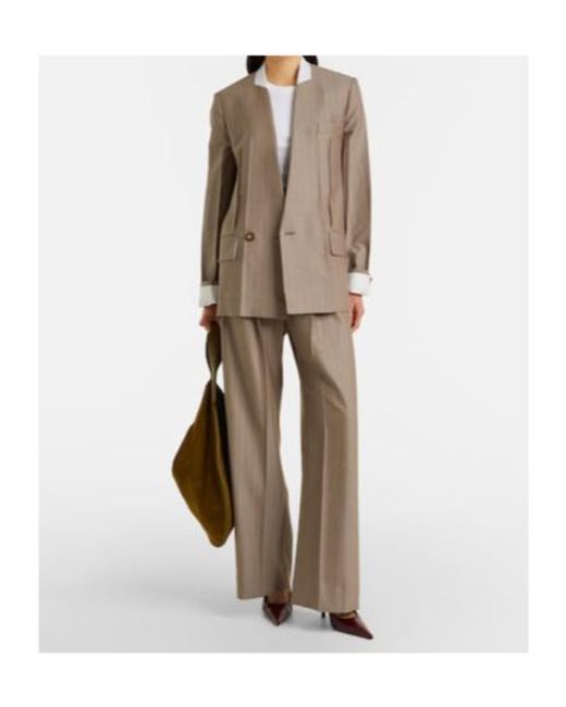 Victoria Beckham Brown Herringbone Virgin Wool Blazer