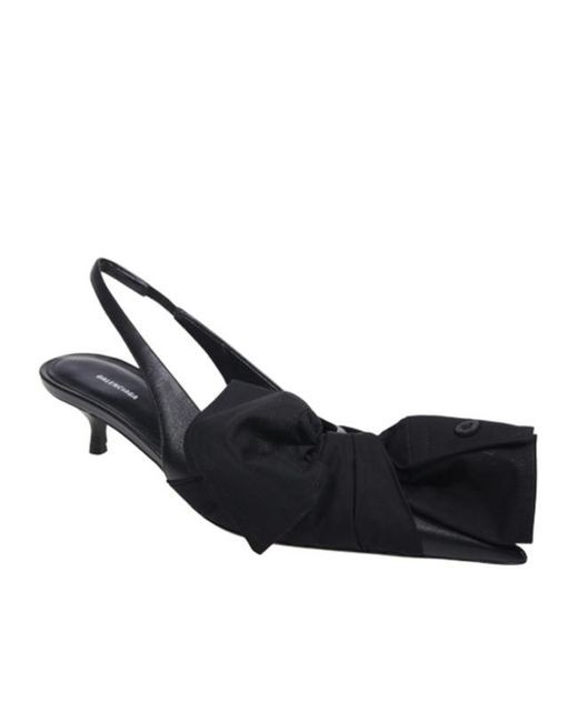 Balenciaga Black Bow Detailed Slingback Pumps