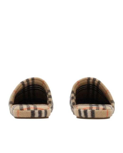 Burberry Brown Check Wool Blend Slippers for men