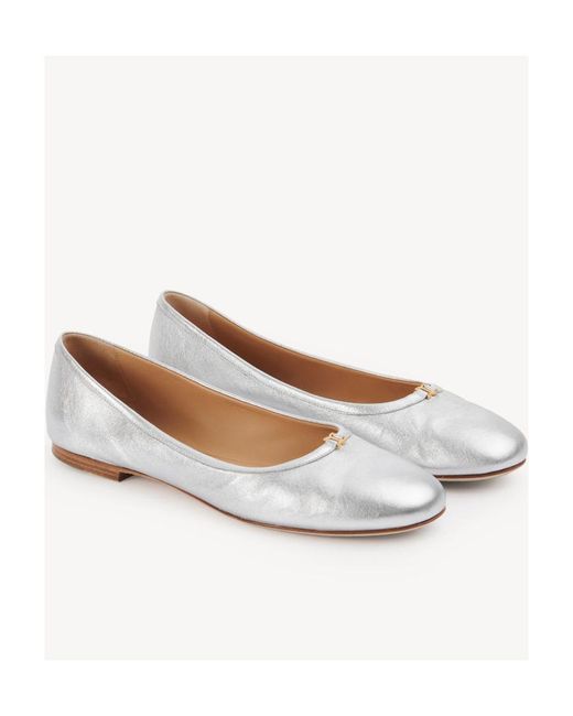 Chloé White Chloé Marcie Round-Toe Ballet Flats