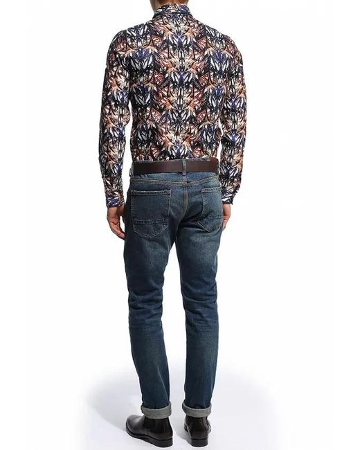 Just Cavalli Blue Printed Shirt for men