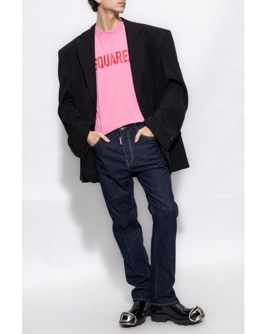 DSquared² Blue Logo Patch Straight Leg Jeans for men
