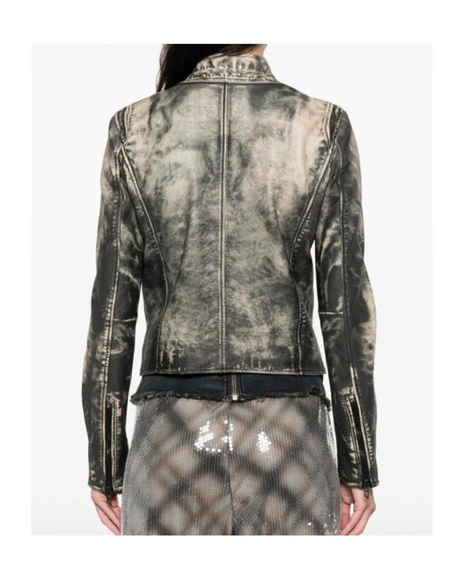 DIESEL Multicolor L-Uxure Zip-Fastening Leather Jacket