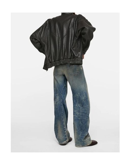 Acne Black Leather Logo Blouson