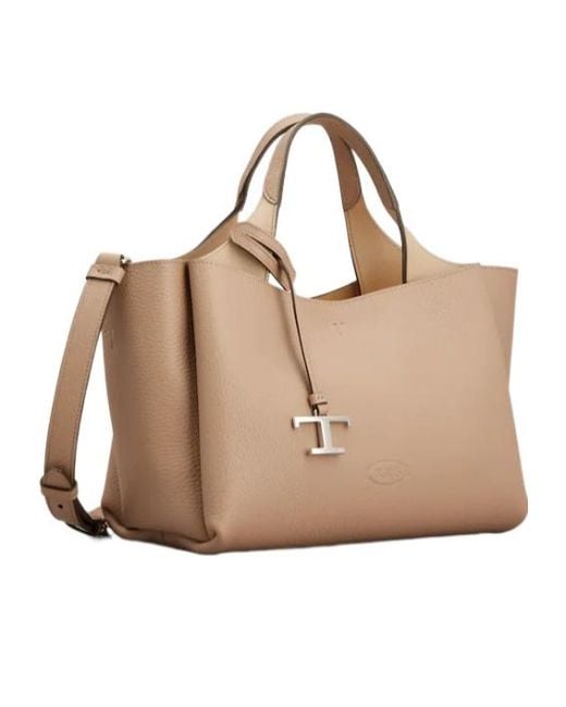 Tod's Natural Logo Plaque Mini Top Handle Bag