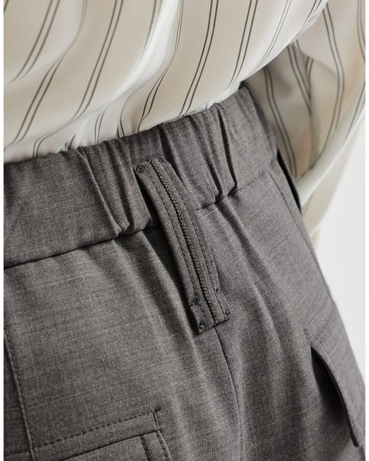 Brunello Cucinelli Gray Tropical Luxury Wool Formal Shorts With Monili