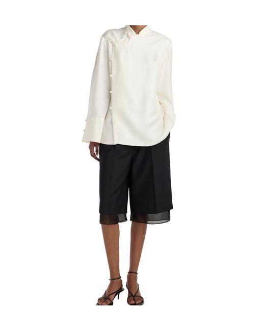 Rohe White Frog-Fastening Wide-Cuff Blouse