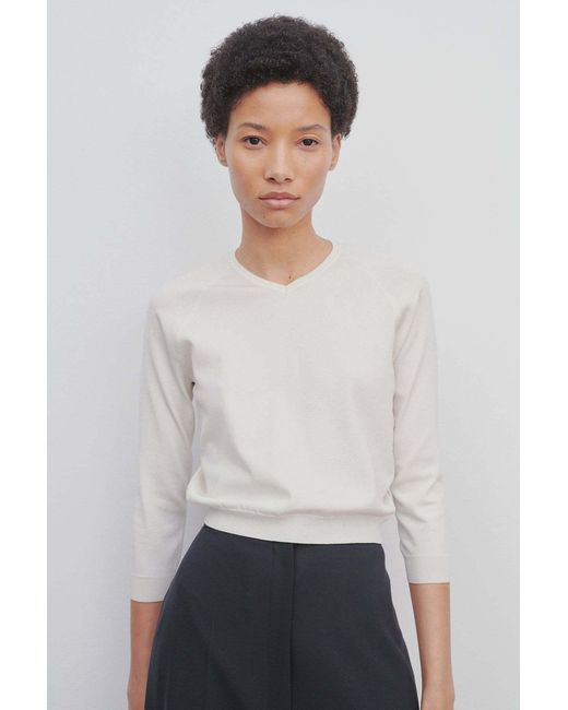 The Row White V-Neck Top