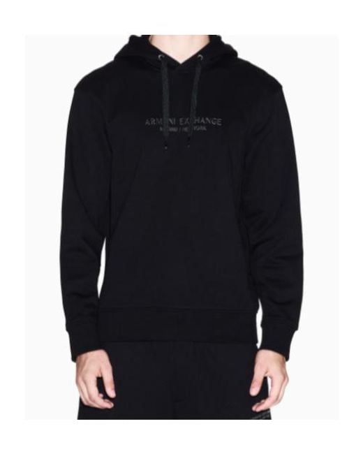 ARMANI EXCHANGE Blue Long-Sleeve Logo-Detail Hoodie for men