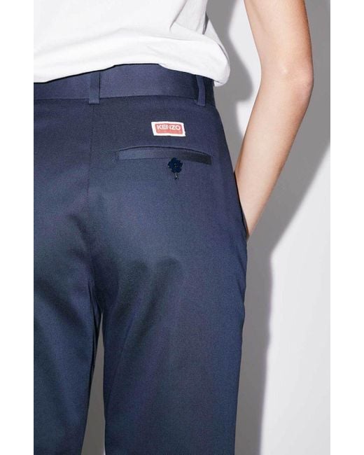 KENZO Blue Logo Patch Cropped Trousers