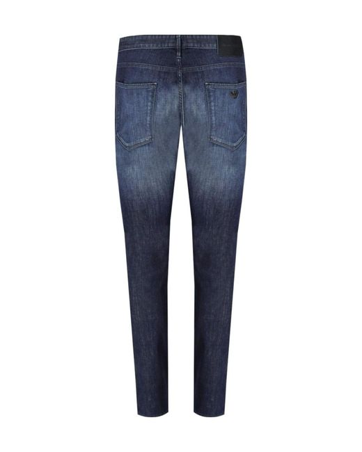 Emporio Armani Blue Logo Plaque Slim-Fit Jeans for men