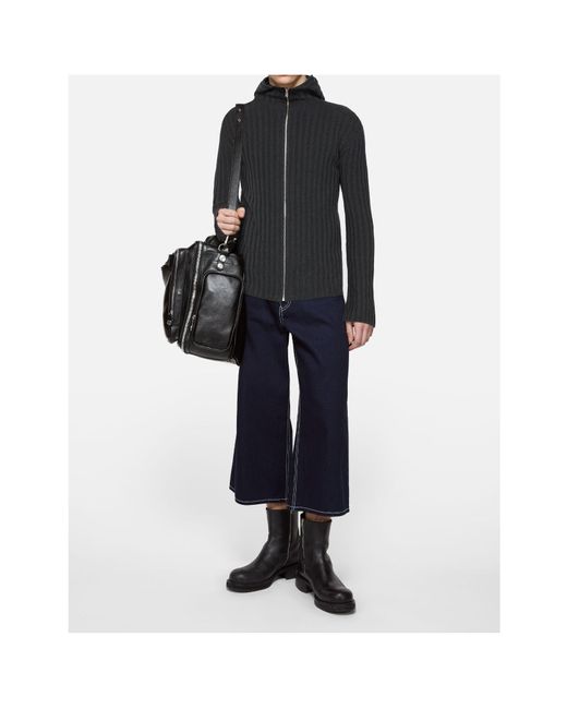 Acne Black Zip-Up Hooded Cardigan for men
