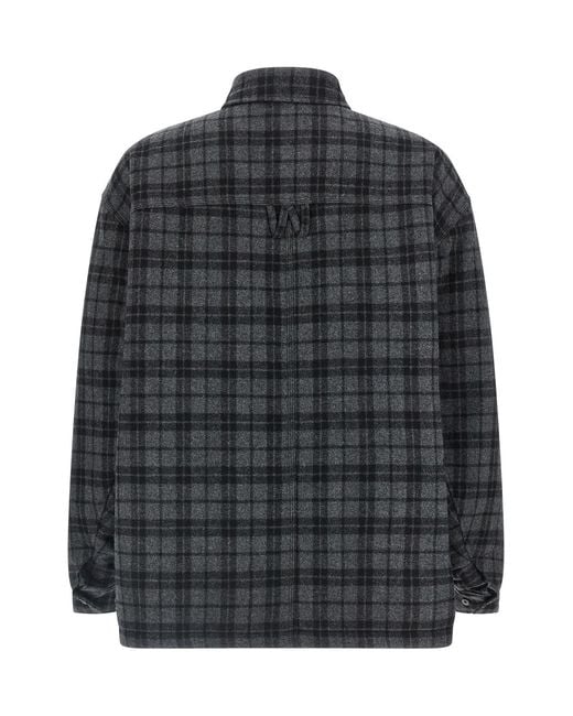 Willy Chavarria Gray Check Quilted Overshirt Jacket for men
