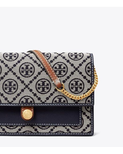 Tory Burch Gray T Monogram Chain Wallet