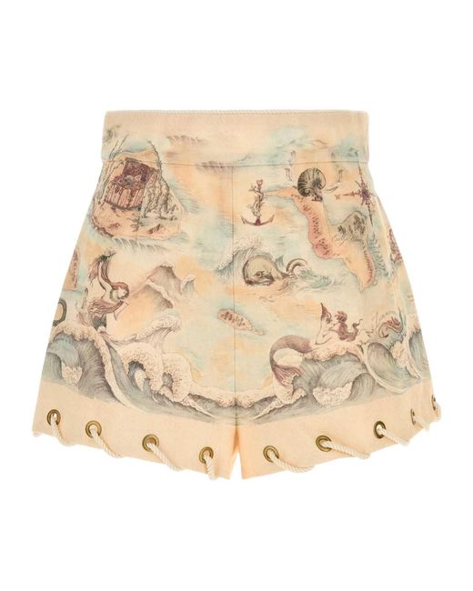 Zimmermann Natural Rebellion Rope Printed Shorts