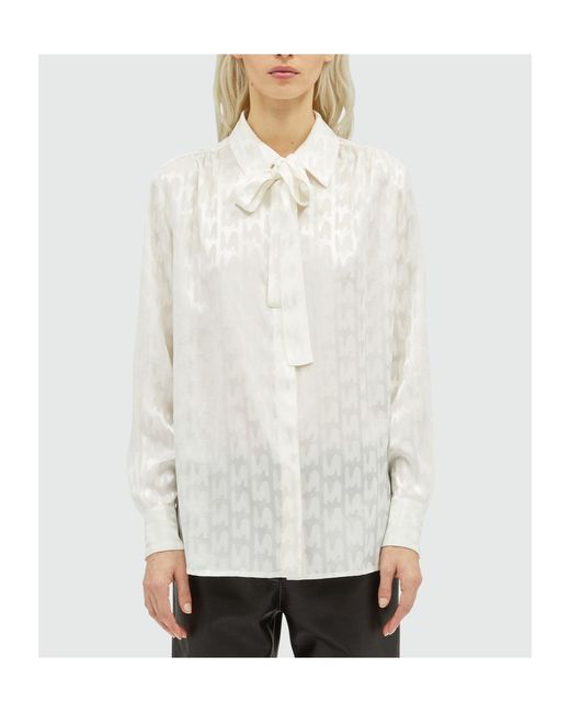MSGM White Devoré-Effect Long-Sleeve Shirt