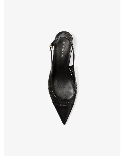 MICHAEL Michael Kors Black Amara Laser-Cut Leather Slingback Pump