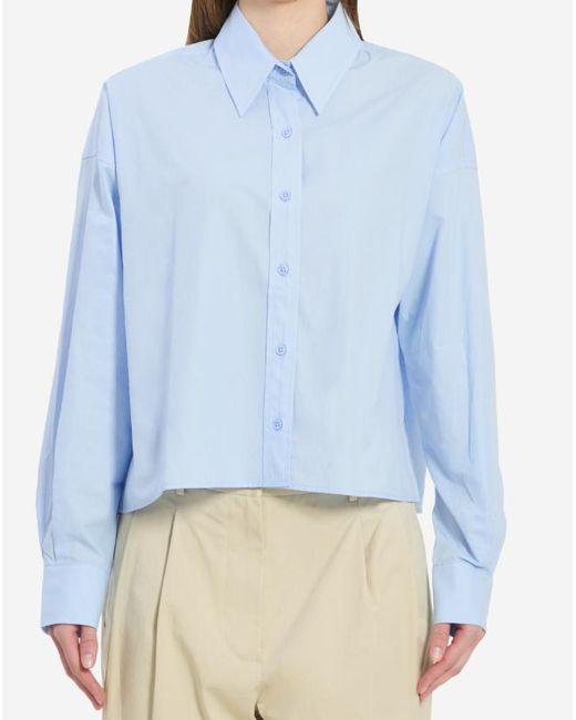 Frankie Shop Blue Arlen Cotton Boxy Shirt