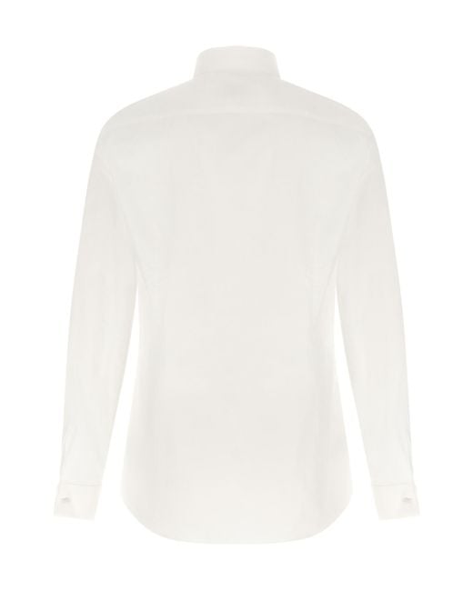 Pal Zileri White Ceremony Pleated Tuxedo Shirt for men