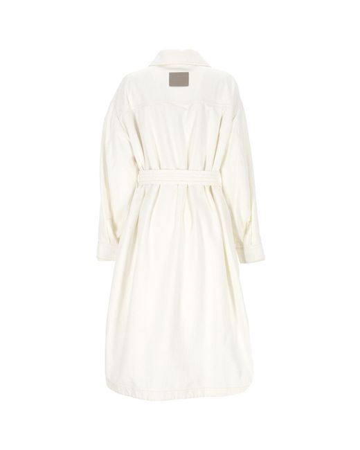 Yves Salomon White Belted Shirt Dress