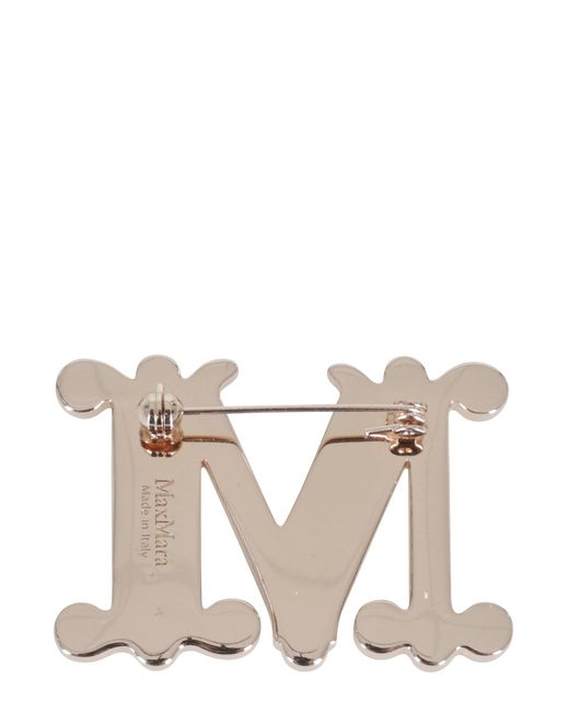 Max Mara White Letter-Design Brooch