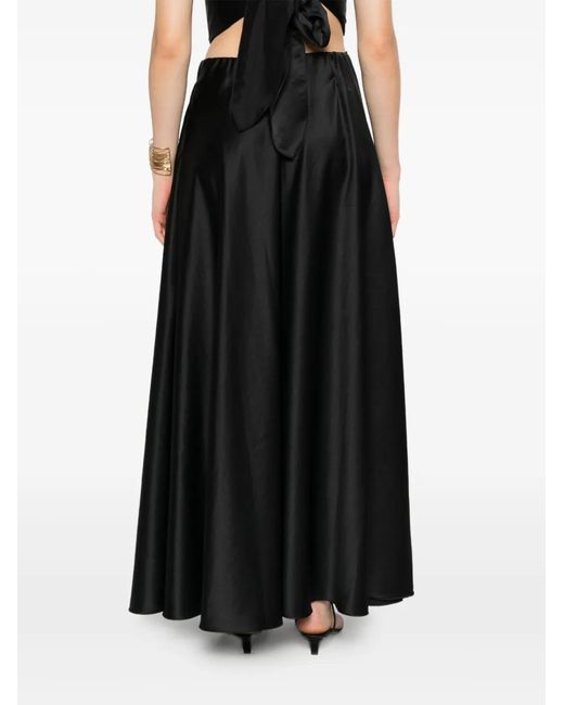 Forte_forte Black Satin A-Line Skirt
