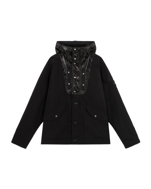 Stone Island Black Anti-Drop Hooded Panama Jacket for men