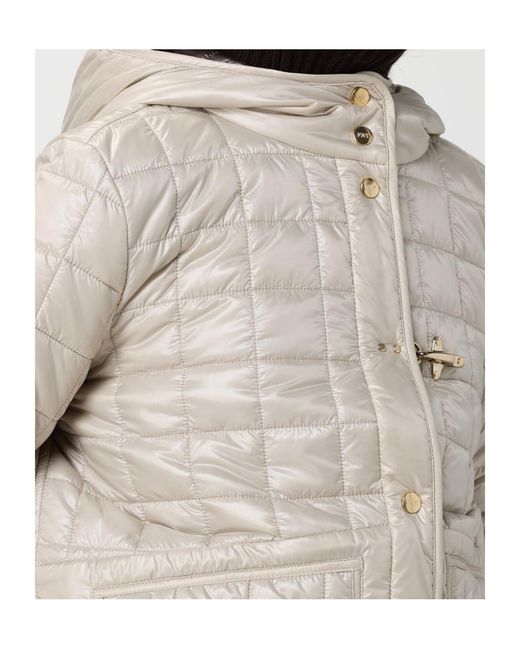 Fay Natural Quilted Hooded Coat