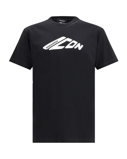 DSquared² Black Short Sleeve Cotton T-Shirt With Bold Logo Print for men
