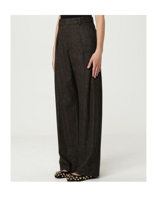 Isabel Marant Black Pinstriped Straight-Leg Trousers