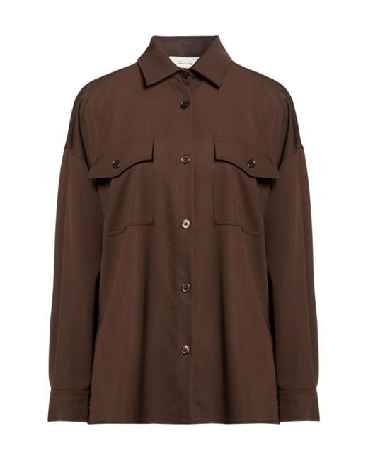Weekend by Maxmara Brown Minimalist Solid-Color Long-Sleeve Shirt