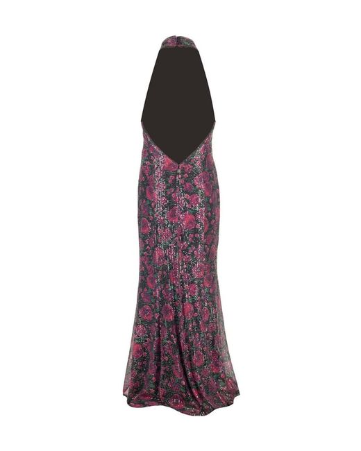 ROTATE BIRGER CHRISTENSEN Purple Rose-Pattern Sequin Maxi Dress