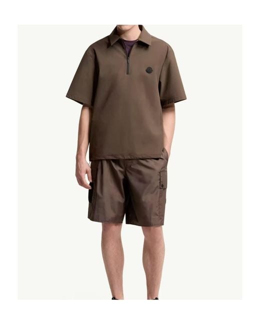 Moncler Brown Logo Patch Short-Sleeve Polo Shirt for men