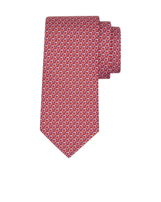 Ferragamo Pink Corbata De Seda Estampado Entramado for men