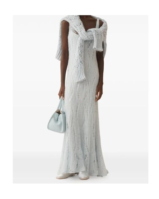 Fabiana Filippi White Spiderweb Knit Knitted Dress