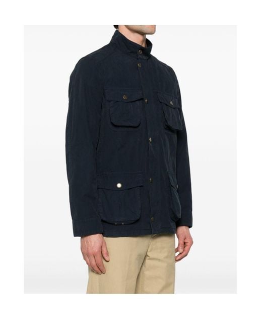 Barbour Blue Four-Pocket Field Jacket for men