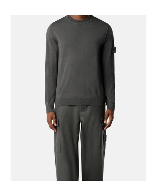 Stone Island Gray Compass Patch Crewneck Jumper for men