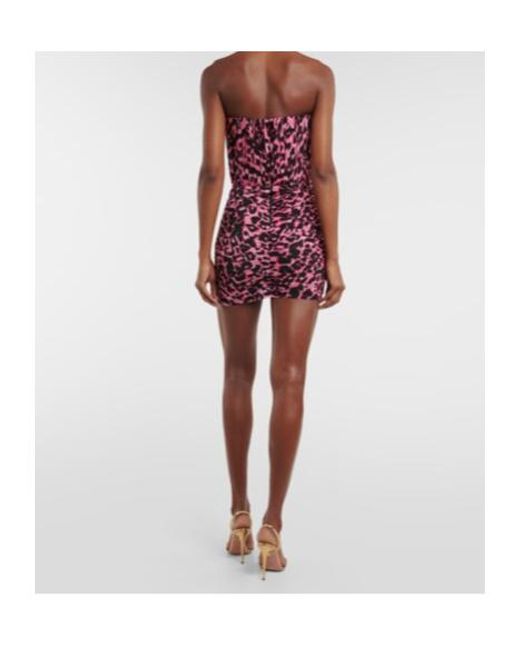 Alex Perry Red Axton Leopard-Print Minidress