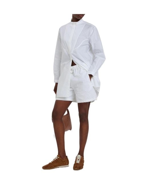 Moncler White Logo-Appliquéd Embroidered Cotton Shorts