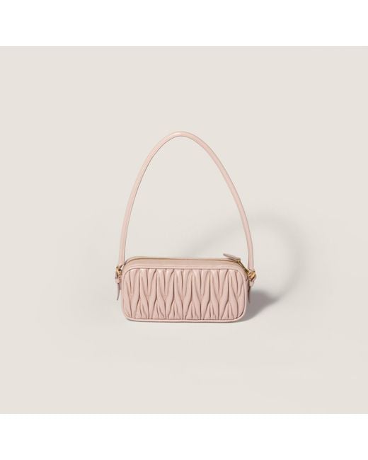 Miu Miu Pink Matelassé Nappa Leather Pouch