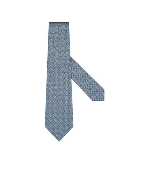 Zegna Blue Geometric Floral Pattern Jacquard Tie for men