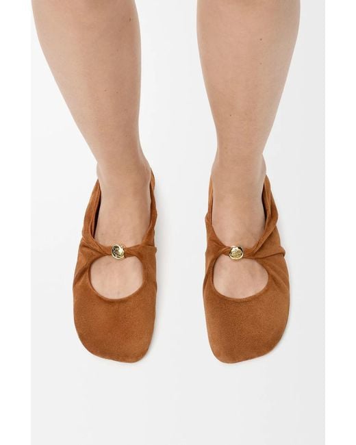 Loewe Brown Pebble Soft Ballet Flats